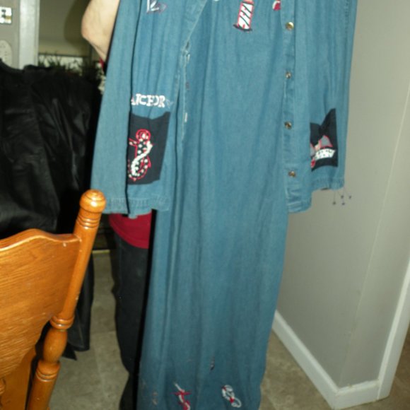 KAREN HART EMBROIDERY EMBELLISHED DENIM NWT NAUTICAL DRESS AND MATCHING JACKET M - Picture 5 of 6